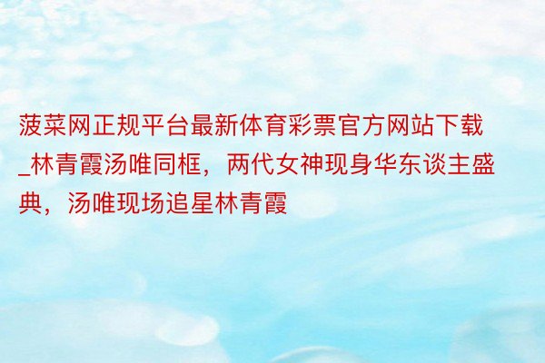 菠菜网正规平台最新体育彩票官方网站下载_林青霞汤唯同框，两代女神现身华东谈主盛典，汤唯现场追星林青霞