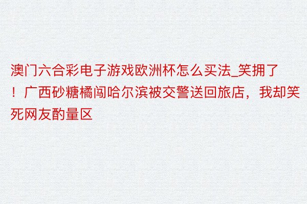 澳门六合彩电子游戏欧洲杯怎么买法_笑拥了！广西砂糖橘闯哈尔滨被交警送回旅店，我却笑死网友酌量区