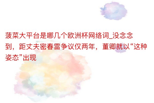 菠菜大平台是哪几个欧洲杯网络词_没念念到，距丈夫密春雷争议仅两年，董卿就以“这种姿态”出现